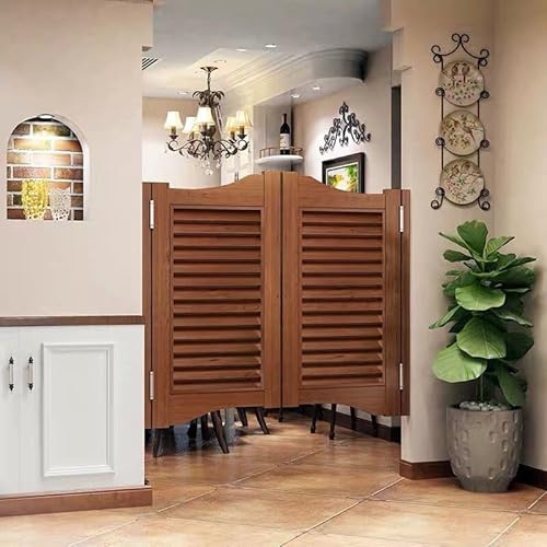 Hggdsac Puerta Abatible de Madera Maciza para Interiores, Puerta Vaiven de Cierre Automático, Personalizable, Partición de Valla, InstalacióN FáCil, Dos puertas (Estilo C/Tamaño : W75xH70cm)
