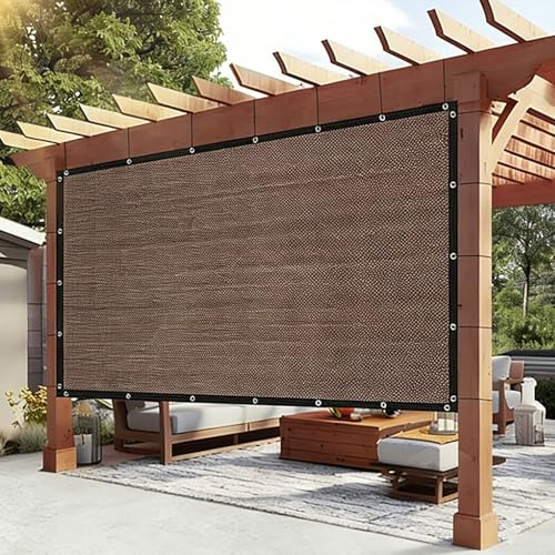 2X4m Tenda da Sole per Esterno,Telo Rete Ombreggiante Marrone Occhiellato Vele Parasole Prova di Sole,per Copertura Pergolato con Occhielli per Recinzione/Giardino/Balcone/Serra/Auto/Cane