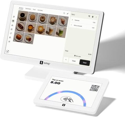 SumUp Caja registradora, Sistema TPV todo en uno con Pantalla Táctil de 13 y Pantalla Cliente de 8, Terminal de Pago con Tarjeta, Wi-Fi, Sin Cuotas Mensuales