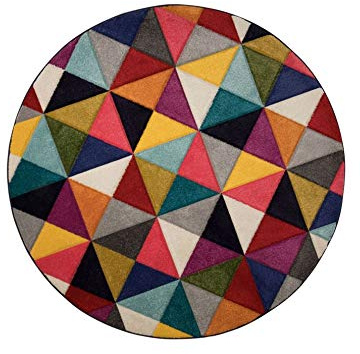 Flair Rugs Spectrum Samba Teppich, rund, handgeschnitzt, mehrfarbig, 160 x 160 cm