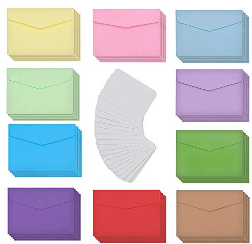 CYH 50 Stück Bunte Mini Briefumschläge, Niedliche Kleine Umschläge Mit 50 Blanko-Karten für Weihnachten, Erntedankfest, Hochzeit, Geburtstagsfeier, Festival und Samen