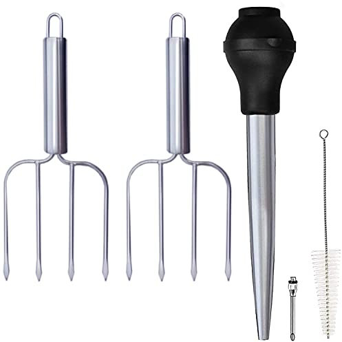 Truthahn Bratenspritze und Geflügelheber, 2 Stück, Edelstahl in Lebensmittelqualität, BPA-freies Silikon, spülmaschinengeeignet