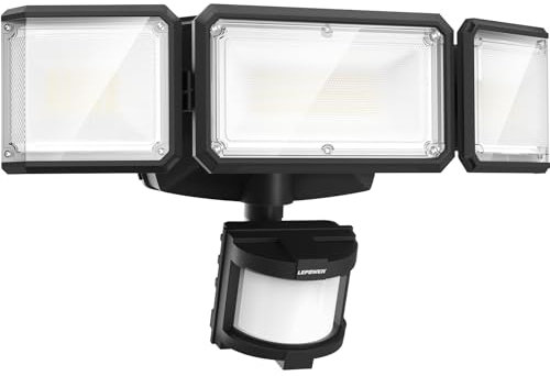LEPOWER Akkubetriebenes LED-Flutlicht im Freien, 1500 LM Bewegungsmelder Sicherheitsleuchten, 5000 K, IP65 wasserdicht, drahtloses Flutlicht mit Batteriebetrieb für Garage, Hof, Veranda