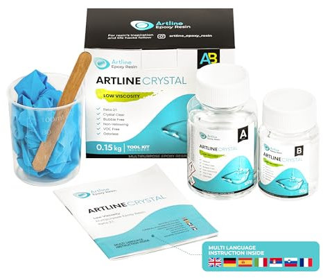 Epoxidharz 2:1 Set - 2K Epoxidharz mit Härter - Glasklar, Geruchsarm - Gießharz für Holz, Schmuck, Formenbau (Niedrige Viskosität, 0.15 kg)