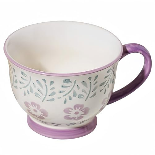 Dowbom Tazza da zuppa con manico, ciotola per zuppa per microonde, tazza da zuppa in ceramica, ciotola per colazione, tazza da brodo (viola, 425 g), BL-SP-001