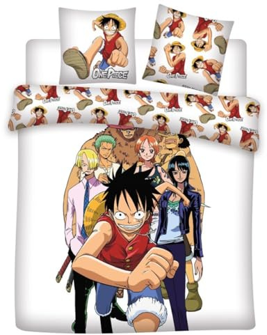 Biancheria da letto One Piece Team per 2 persone, copripiumino 240 x 220 cm + 2 federe 65 x 65 cm, in policotone