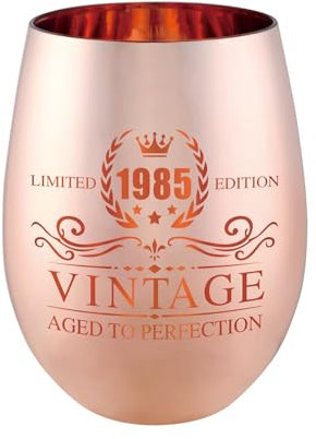 xilaxila Bicchiere da vino vintage 1985, decorazione per il 40° compleanno per lei, idea regalo divertente (bicchiere da vino, 1985)