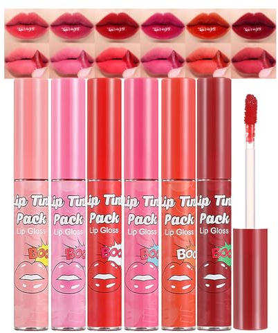 Peel Off Lip Stain Set, 6 färger Läpp Liner Stain med matt finish, långvarig och vattentät läppbläck, högpigmenterat läppglans Stay On All Day, högpigmenterad läpliner tatuering dra bort läppstift
