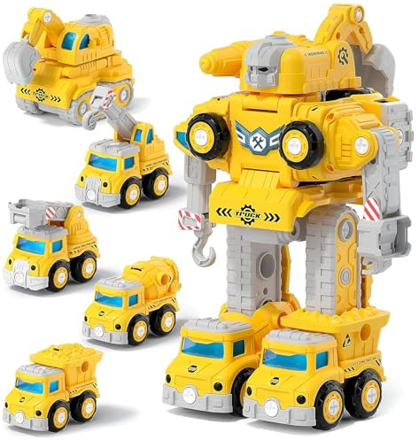 LioMaxi 5 in 1 Veicolo da costruzione Robot giocattolo, Giocattolo per Auto Assemblato di Ingegneria, adatto per bambini dai 5 ai 7 anni, regalo di compleanno