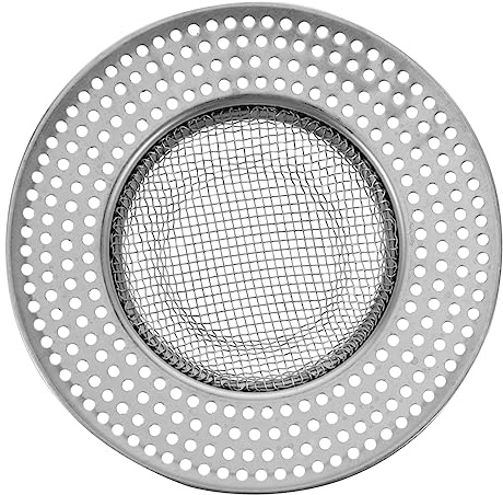 Sewroro Filtre à Cheveux en Acier Inoxydable 9 Cm Antirouille pour Évier et Salle de Bain, Grille de Vidange Trous Ronds, Récupération de Débris, Usage Quotidien