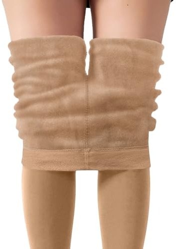Generisch Sportunterwäsche Herren für Damen, Winter, warm, dick, Strumpfhose, Thermo-Samthose, kontrolliert weich, dehnbar Radsport Bekleidung Für Herren (Beige, One Size)