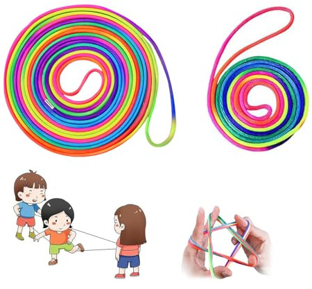 EUYKQNOI Gummitwist Mädchen ab 6 Jahre,7m langes Springseil für 2-4 Kinder,inkl. 1 Fadenspiel,perfektes Outdoor Spielzeug für Garten,Schule & Reise,Geschenk zur Einschulung oder Geburtstag