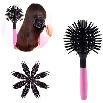 ZVD Spazzola Tonda Per Capelli,Spazzola Capelli Ricci,Spazzola Per Capelli a Palla Rotonda Massaggio Del Cuoio Capelluto Per Ricci Per Districare, Modellare e Riccioli (Rosa)