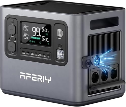 AFERIY P280 Station Electrique Portable 2800W, Batterie Nomade 2048Wh Extensible à 10,24kWh, Recharge Rapide 1,5H, 220V-240V, Generateur Electrique pour Usage Domestique/Camping-car/Panne de Courant