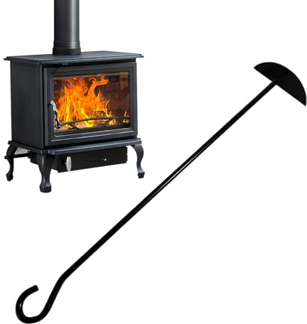 Ugnsaskräfsa – 52 cm träkolskratta, kolskopa, spis och grill verktyg för borttagning av aska, träbrännare | Hållbar järnkonstruktion, utomhusgrill och underhållsverktyg för spis