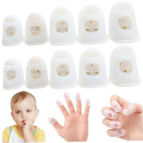 10 unidades de prevención de morderse las uñas para niños, física disuasoria de chuparse el pulgar, funda protectora de silicona, fundas reutilizables para los dedos para protección diaria, uso en co