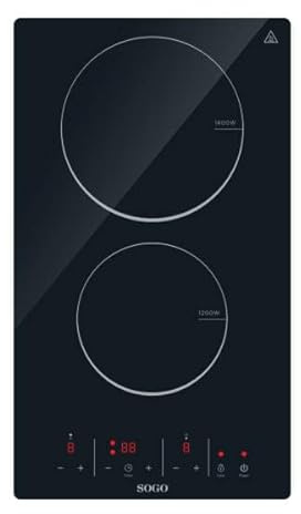 Placa Vitrocerámica 2 Zonas 3000W con Control Táctil – Cocina Eléctrica Empotrable, 9 Niveles de Potencia, Temporizador 99 min, Bloqueo Infantil y Apagado Automático