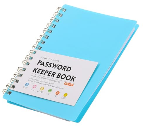 HOLIDYOYO Carnet de Mots de Passe à Spirale Index Alphabétique Bleu Ciel pour Seniors, Organiseur de Répertoire et Registre de Connexion Pratique