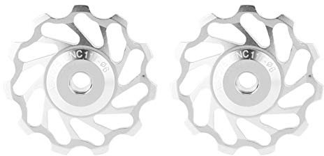 Puleggia Posteriore in Alluminio 11T per Bicicletta da Strada - Deragliatore Ruota Guida Posteriore Argento per Componenti Ciclismo Stradale