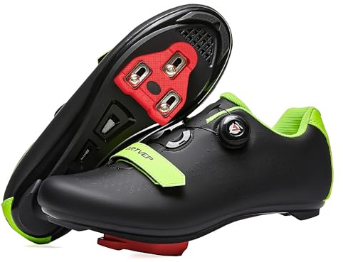 Mujer Zapatillas de Ciclismo para Hombre Zapatillas de Bicicleta de Carretera compatibles con Look SPD SPD-SL Delta Cleats Zapatillas de Bicicleta para Interiores Exteriores Negra/Verde EU 37