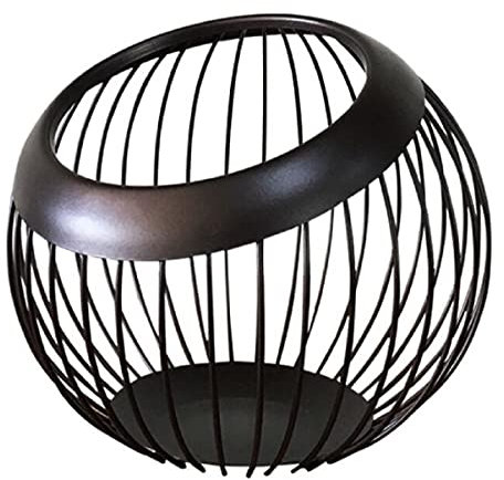 JUNYFFF Fruit Basket, Decorative Fruit Bowl, Bread Basket, Metal Fruit Baskets, Fruit Étagère Ventilated Fruit Bowl Design, 20Cm,Brown