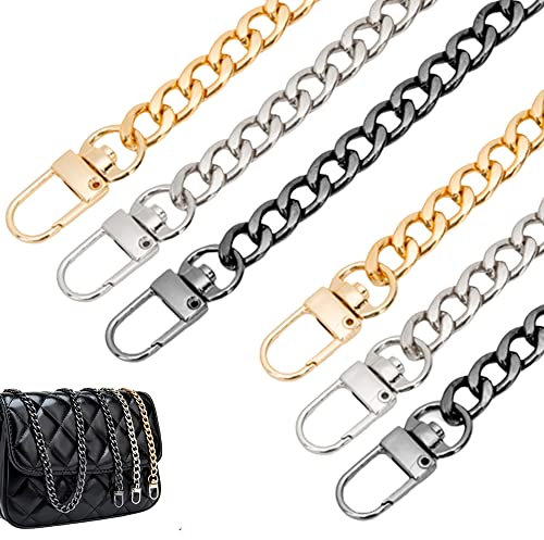 Pamtns Kette für Tasche 3 Stück Taschenkette Kettenriemen Metall Handtasche Kettengurte Ersatz Schulterriemen Kette Trageriemen Taschenkette Flachketten Geldbörse Gurte für Damen Tasche