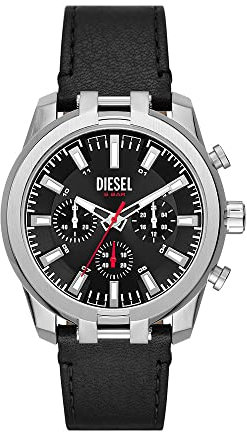 Diesel Herrenuhr , QuarzChronographenwerk, 43MM Schwarzes Edelstahlgehäuse mit ProPlanetLederarmband, DZ4622