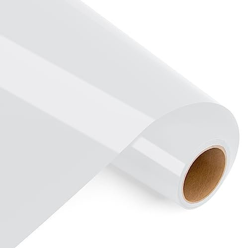 Prime Vinyl Heat Transfer Vinyl 12 x 4ft Iron On Vinyl for T-Shirts, White HTV for Silhouette Cameo, Cricut Maker, Heat Press Vinyl for Clothes, Hats, Pants, Other Fabrics