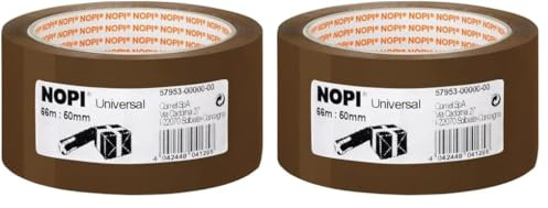 tesa NOPI Packband - vielseitiges Verpackungsband aus Polypropylen, geräuscharm abrollbar - lösungsmittelfrei und abriebfest - 66 m x 50 mm - braun (Packung mit 2)