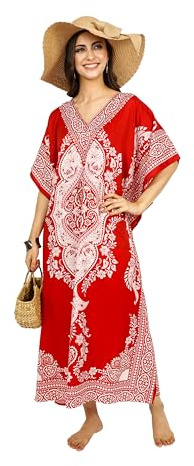 Shah Crafts.Women Kaftan Dress Kimono Long Beach Cover Up Gown Swimsuit Maxi Top Night Dress Robe Loungewear Free Size