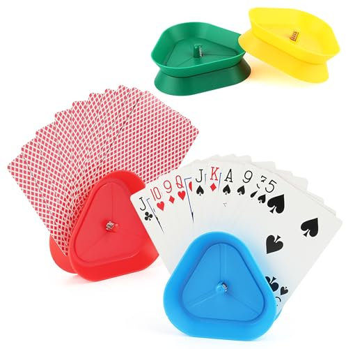 NVIYAM 4 Stück Kartenhalter Kinder, Spielkartenhalter Kinder Kartenhalter Spielkarten Sicherer Halt, Freisprech Karten Halterung Spielkarten Aufbewahru für Senioren und Kinder, Kartenständer