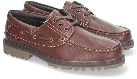 Mocasines Elegantes de Hombre con Suela Dentada Resistente, Diseno Clasico con Cosidos y Cierre de Cordones.