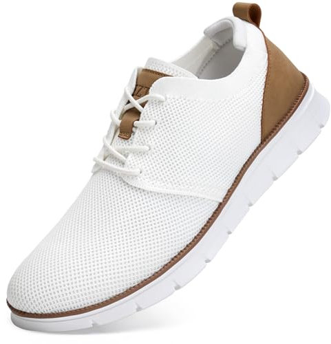 LEZTA Schuhe Herren Anzugschuhe Sneaker Oxfords Business Mesh Stoff Atmungsaktiv Sportschuhe Tennisschuhe Walkingschuhe Komfortabel Weiß B 43 EU