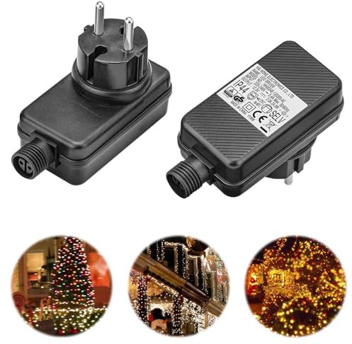 2 Stück Lichterkette Netzteil Stecker, 12V 2A LED Netzteil Adapter IP44 Wasserdicht, EU Transformator Gartenbeleuchtung Netzadapter für Weihnachtsbeleuchtung Lichternetz Eisregen Lichterkette