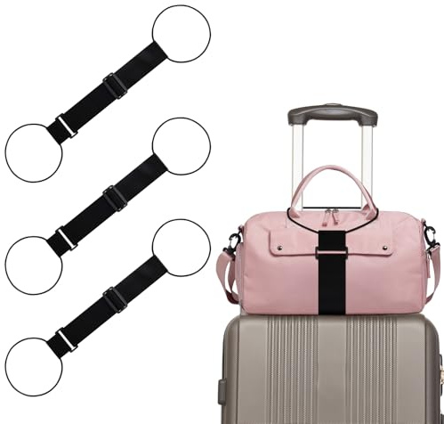 3 Pcs Elastic Fastening Belt for Luggage, Luggage Connector Straps for Suitcases, Adjustable Luggage Straps Over Handle for Add a Bag, Portable Travel Suitcase Strap Travel Accessories (Black)