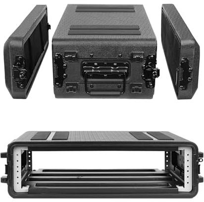 HOHIYO 2U Cases Leichtes Audio-Rack-Gehäuse 11Tiefe, 19“-Rackmount-Fluggehäuse mit wasserdichtem, staubgeschütztem 2-Raum-Schockmontage-Rack mit Mikrofonfächern
