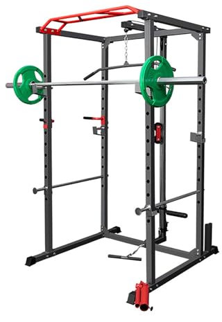 Fitness Power Cage, Power Squat Rack, Multi-Functional Weight Bench, Power Rack, Power Rack with Attachment for Effective Weightlifting,A