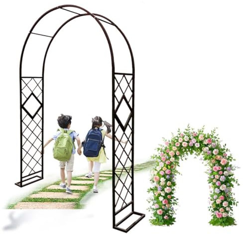 Generico Traliccio Arco da Giardino Arco per Rose Metallo Arco da Padiglione per Piante Rampicanti Rose Giardino Pergola Resistente alle Intemperie(Bronze,Wide3.0xhigh2.30m)