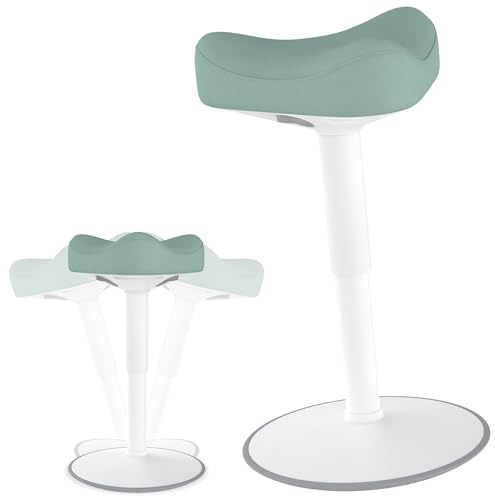 Suusolny Ergonomischer Sitzhocker mit Schwingeffekt Dreieckiger Bürohocker Stehhocker Wackelhocker Arbeitshocker rutschfest Ergonomische Stehhilfe Büro Höhenverstellbar von 47 bis 65 cm - Grün
