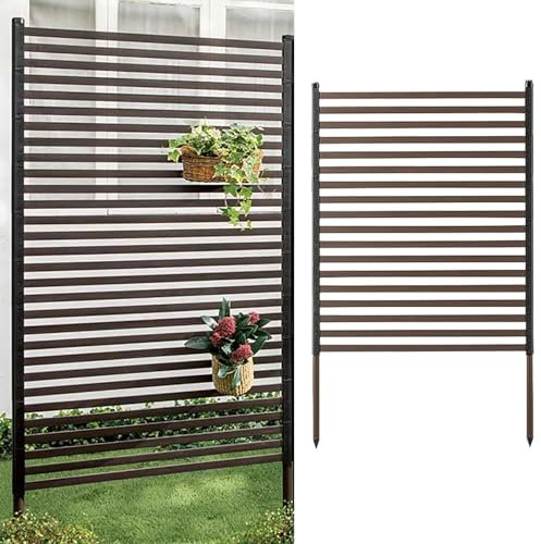 Paneles y listones de acero con revestimiento de polietileno duradero para exteriores de 2/3/4 pies de ancho x 4/5/6 pies de alto, valla decorativa para patio y jardín