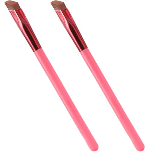 Generisch 2 Stück Augenbrauenpinsel Abgewinkelt Braunes Haar Make Up Pinsel mit PVC Etui für Präzises Augenbrauen und Lidschattenstyling