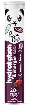 Panda Tea - Pastilles Hydratation & Énergie - Cassis-Fraise - 20 Pastilles sans sucre - Electrolyte Ultra Hydratation - Idéale pour le Sport et le Quotidien