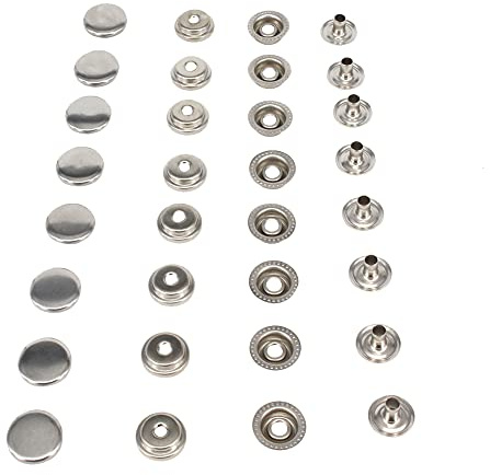 Snap Fasteners,HKOO Snap Fasteners 100% Stainless Steel Boat Marine Canvas Upholstery Snaps Cap - Socket - Stud - Eyelet All Four Parts,15mm cap (80 Pieces ) (5/8"stainless steel)