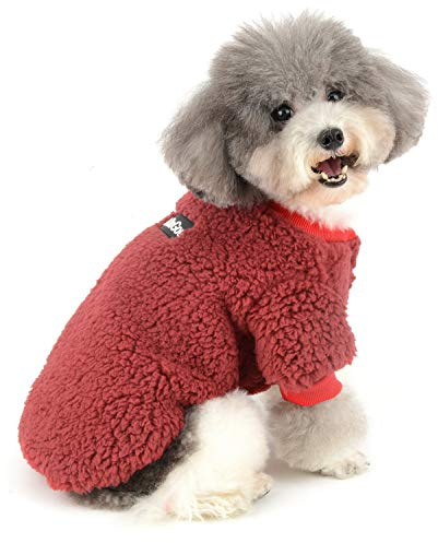 Zunea Sherpa Fleece Small Dog Sweater Coat Winter Puppy Jumpers Red XXL | Soft Warm Fabric, Cold Weather Clothes, Comfortable, Snap Closure, Daily Wear, Fall Winter Walks, Chihuahua Yorkie Apparel