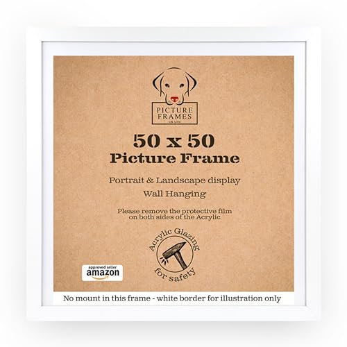 50x50 cm White Picture Frame – Modern Square Frame for Photos, Artwork & Prints, Ideal for Home or Office Wall Display