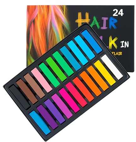 Trimming Shop Tinte Temporal para el Cabello Pastel, Juego de 24 tizas para el Cabello, no tóxico, Color Pastel para el Cabello Tinte Lavable para el Cabello, Paquete de 2 Unidades