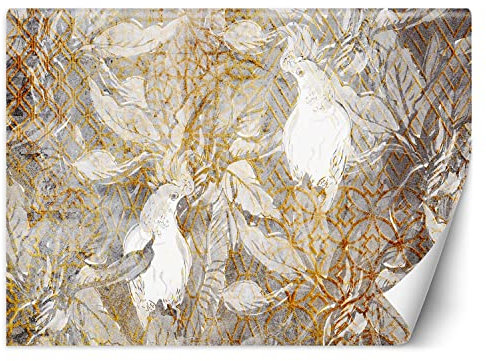 Feeby Papel Pintado Textura Pared Loros 450x315 cm Beige Decoración De Pared Fotomural Decorativo Murales Comedores Salones Habitaciones Fórmula geométrica Abstracción