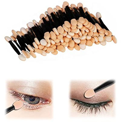 SJBAUTYO 50 pièces applicateur fard a paupiere,Pinceau à paupières jetable, Fard à Paupières Outils de Maquillage,double face, éponge avec pointe,pour Application de Maquillage