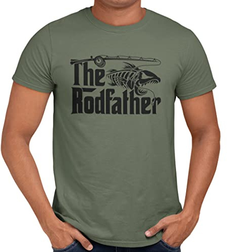 Getting Shirty The Rodfather Men and Women's Funny Unisex Fishing T-Shirt (as8, Alpha, x_l, Regular, Regular, Green)
