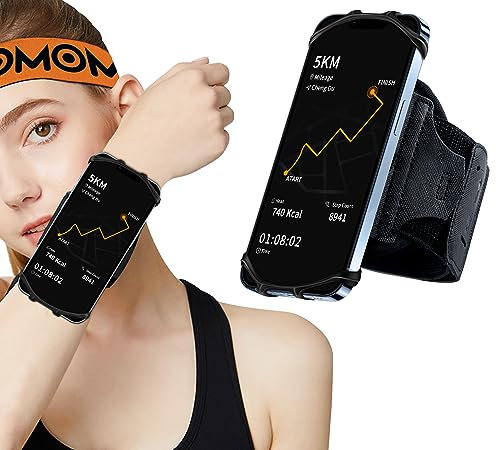 HLOMOM Brazalete Movil Running Desmontable 360 ° Rotación, Brazalete Deportivo para teléfonos de 4,5-7'' Compatible con iPhone 16/15/14/13/12/Pro/Pro Max/XS/XR/X/8/7/6/Plus, Adecuado para Correr